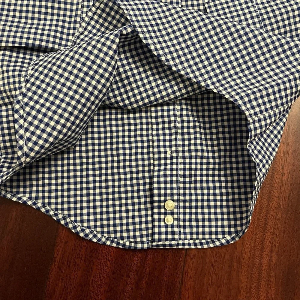 Polo Ralph Lauren Shirt Kids 3T Blue White Gingham Button Down Natural Stretch
